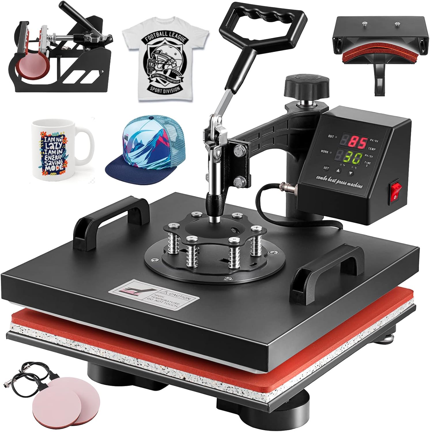 Hot-Selling 5-in-1 Multi-Function Heat Press Machine Semi-Automatic Solution for T-Shirts, Mugs, Hat
