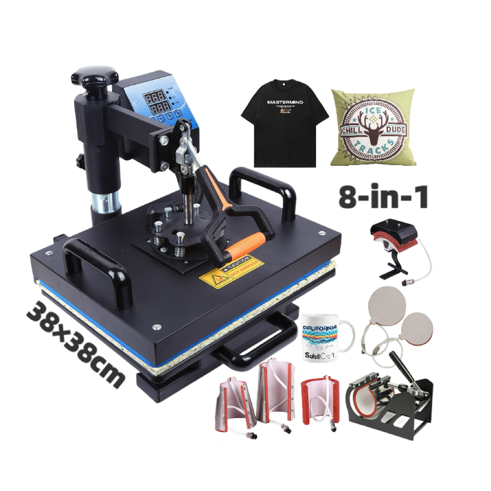 ​15x15 Inch 8-in-1 Multifunction Heat Press Machine | 38x38CM Combo Sublimation Transfer Press for T