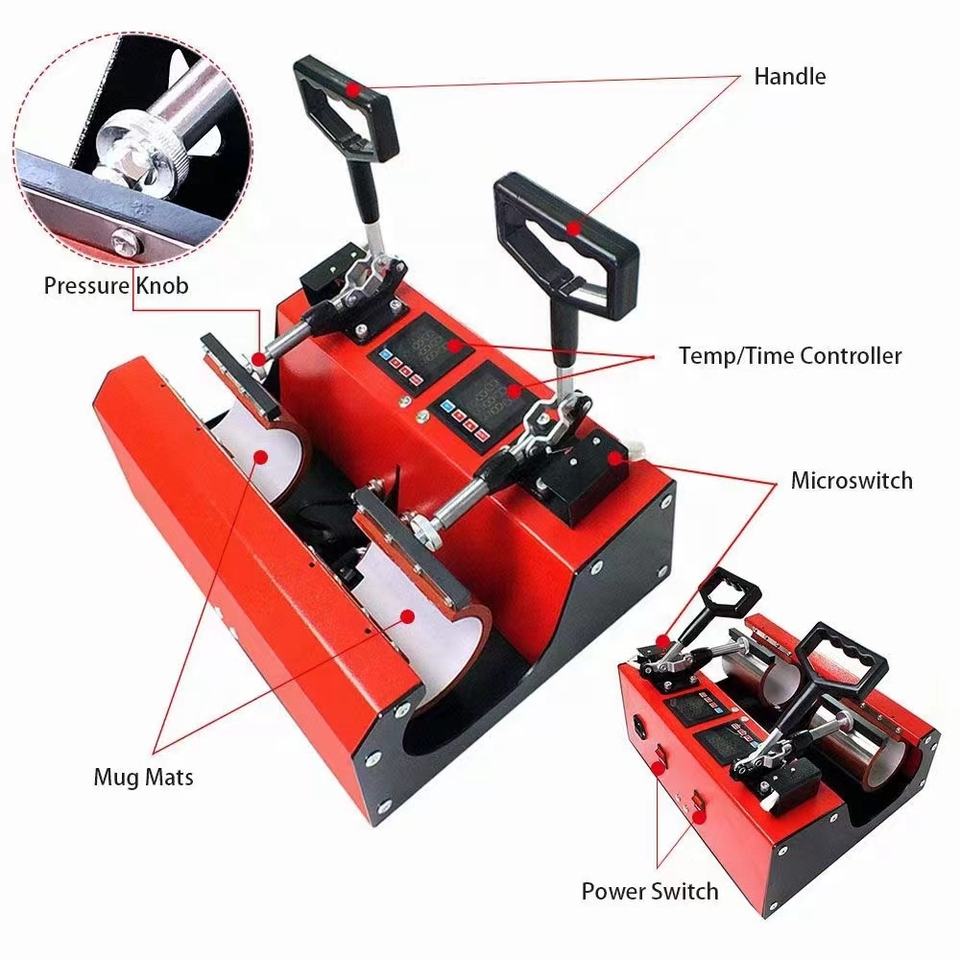 Double 2-in-1 11oz Mug Heat Press Machine|For Ceramic & Stainless Steel Cups|Sublimation Printing​​