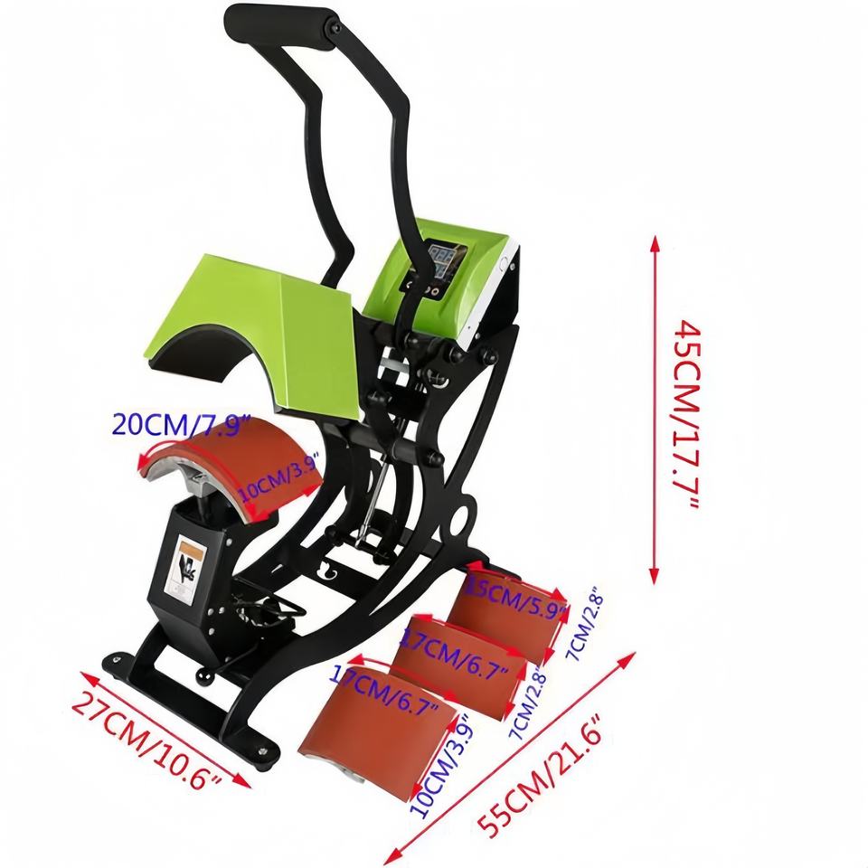 4-in-1 Hat Heat Press Machine | Hat Sublimation Printer with 3 Interchangeable Molds