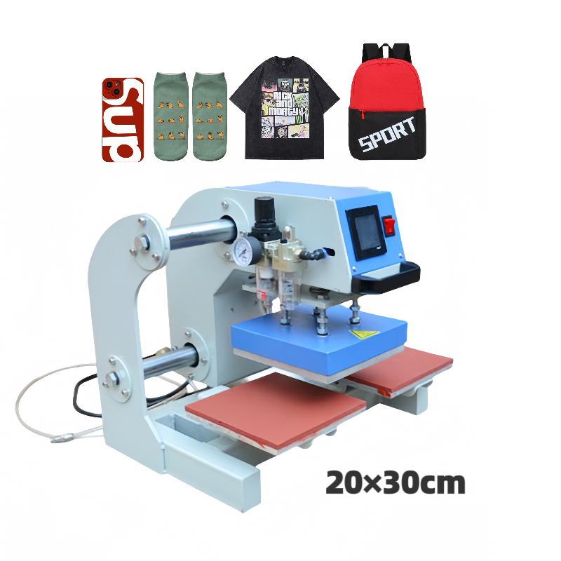 20*30CM Dual Station Pneumatic Flat Stamping Machine DIY Custom t Shirt Heat Press Machine