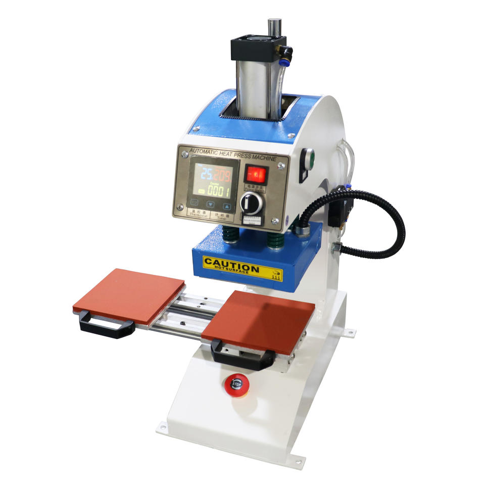 Dual Station Pneumatic Heat Press|Custom Sizes for Neck Labels & Garment Logos|Automatic Industrial 