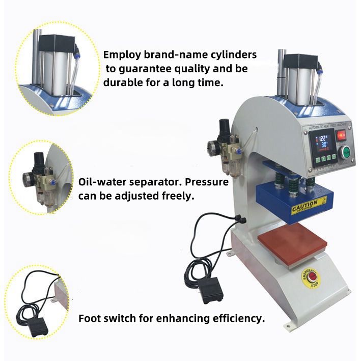 Dual Station Pneumatic Heat Press|Custom Sizes for Neck Labels & Garment Logos|Automatic Industrial 