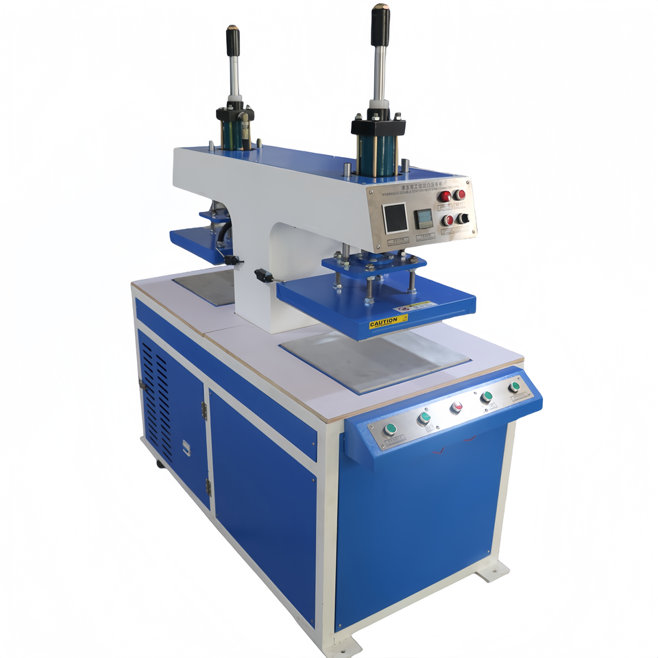 Hydraulic Dual Head Embossing Machine | 3D Logo Press for Leather & Fabric | Industrial Heat Embosse