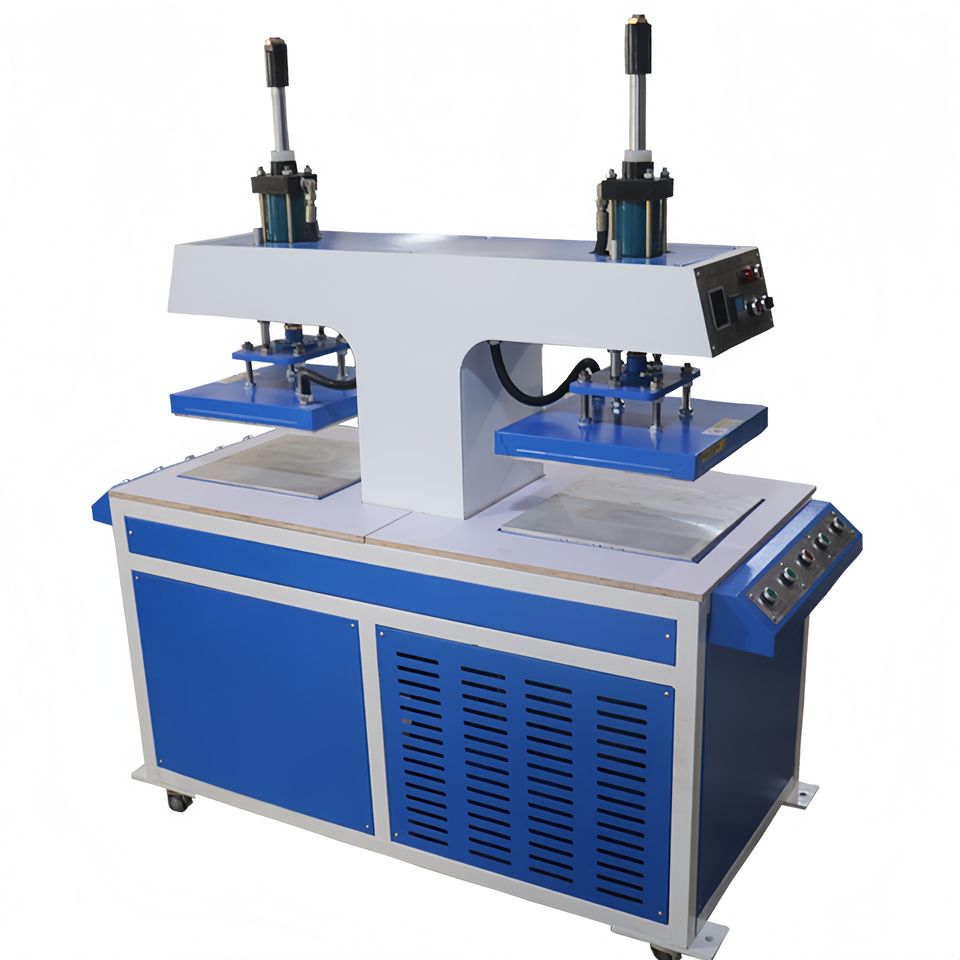 Hydraulic Dual Head Embossing Machine | 3D Logo Press for Leather & Fabric | Industrial Heat Embosse