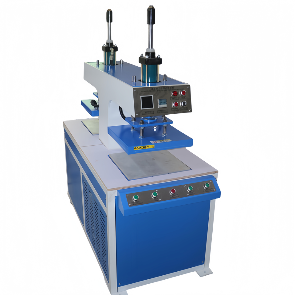 Hydraulic Dual Head Embossing Machine | 3D Logo Press for Leather & Fabric | Industrial Heat Embosse