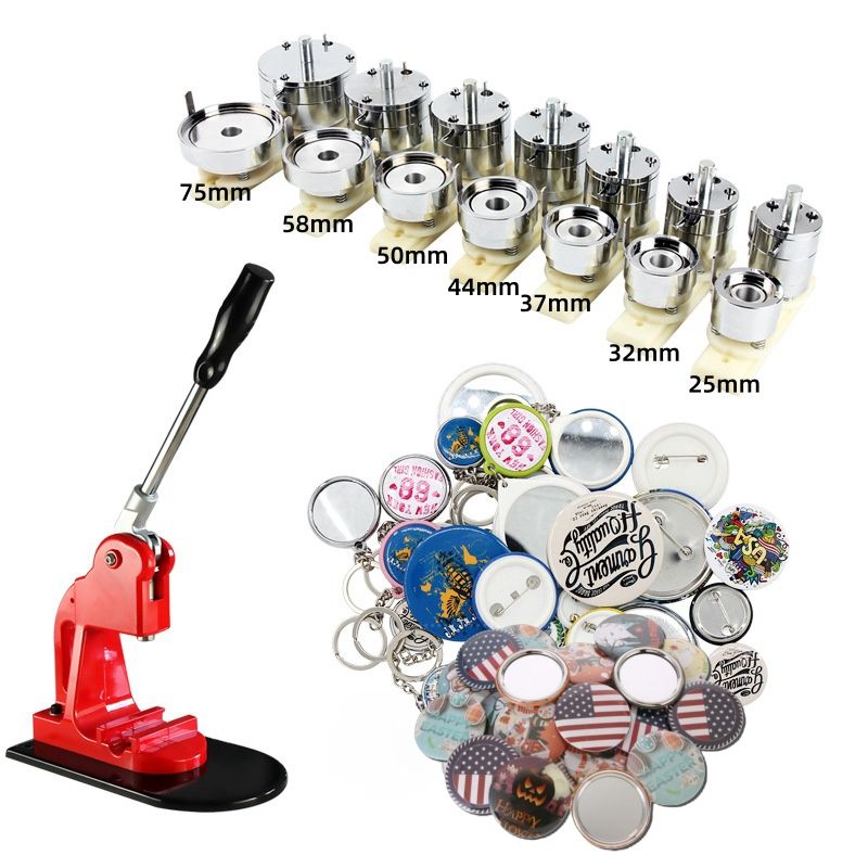 Manual Button Badge Maker Machine|Multi-Size Metal Press for Tin Pin Badges|DIY Custom Button Making