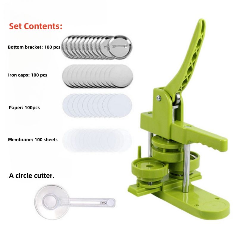 Compact Manual Badge Maker Machine | 25-58mm Multi-Size Button Press | Portable DIY Pin Making Kit