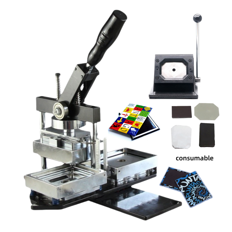 Square Badge Machine | 90x65mm & 80x93mm Custom Refrigerator Sticker Press | Industrial Button Makin