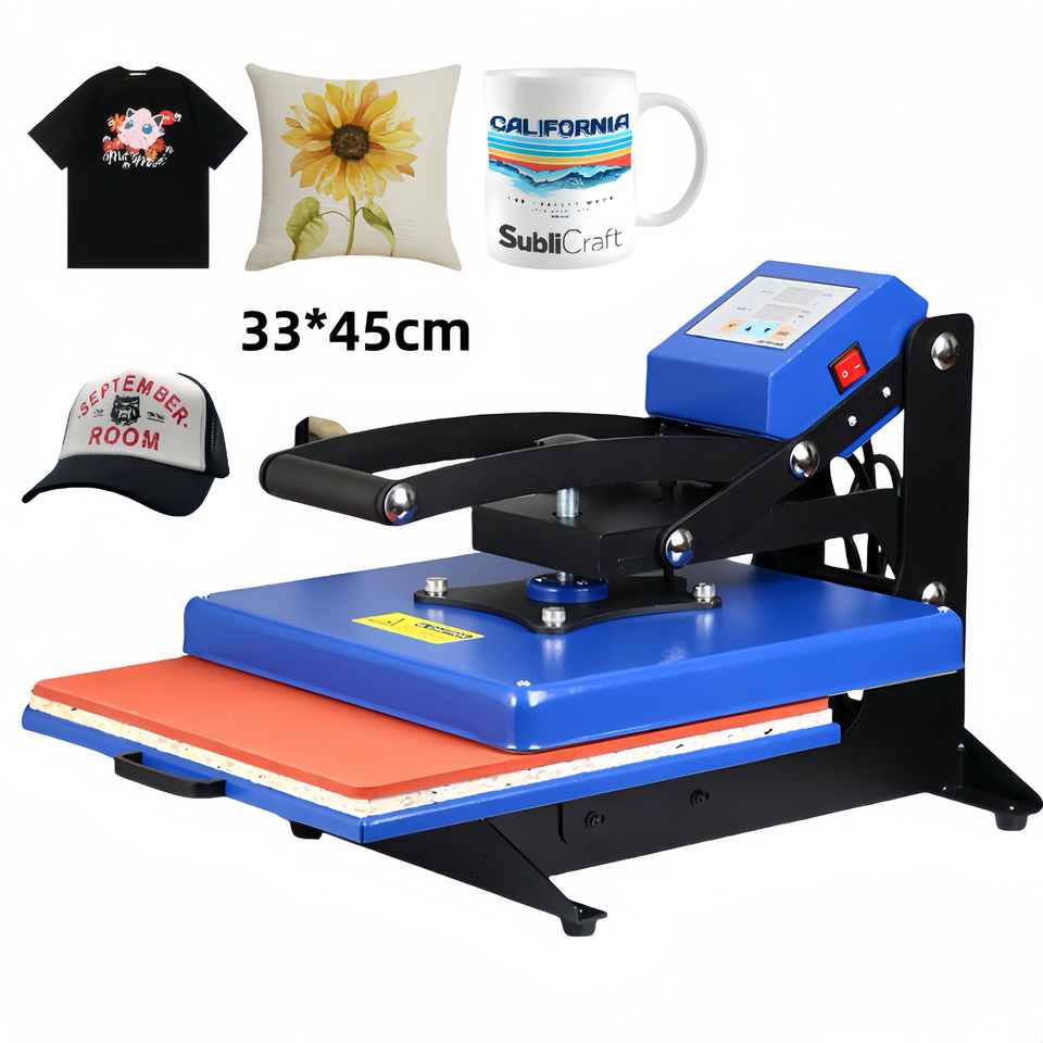 Manual Heat Press Machine 33x45cm | T-Shirt Sublimation Printer | High Pressure Transfer Starter Kit