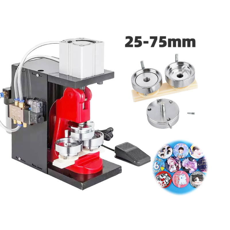 Pneumatic Badge Making Machine | Automatic 25-75mm Button Press | Professional Pin Badge Production 