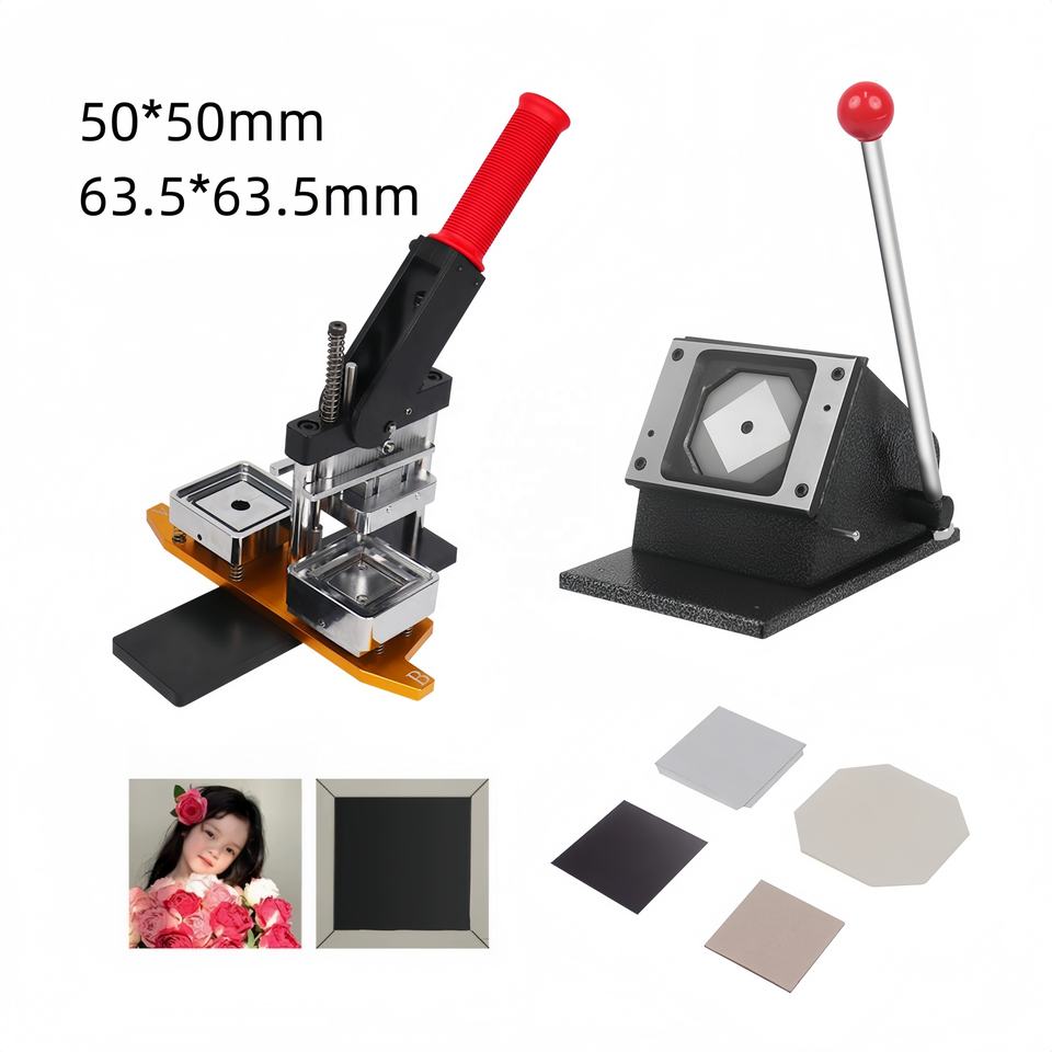Square Button Making Machine | 50x50mm & 63.5x63.5mm DIY Press | Fridge Magnet and Badge Maker Kit