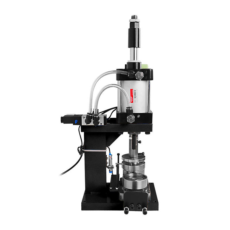 Semi-Automatic Pneumatic Badge Machine | Double Light Grid Safety System | Industrial Metal Badge Pr