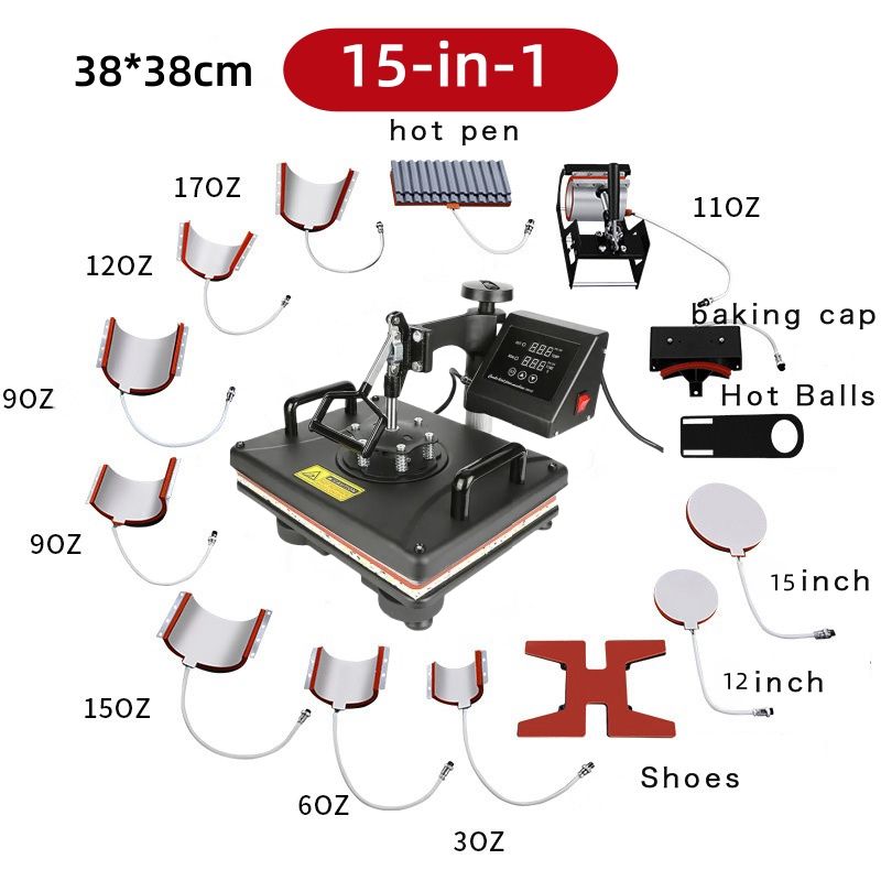 Factory Direct Semi-Automatic 15-in-1 Heat Press Machine | Multifunctional Sublimation Combo for T-s
